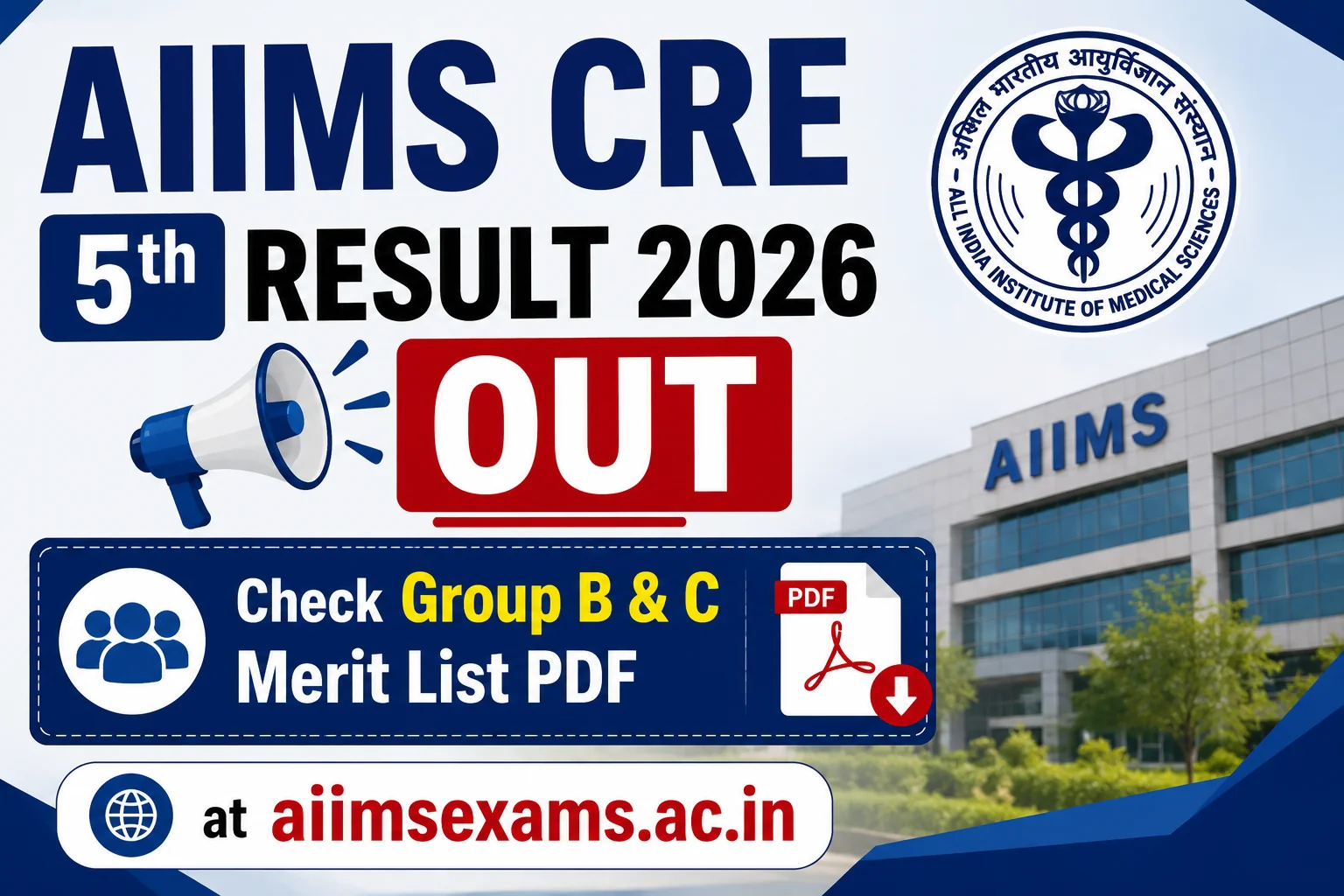 AIIMS CRE 5th Result 2026 OUT