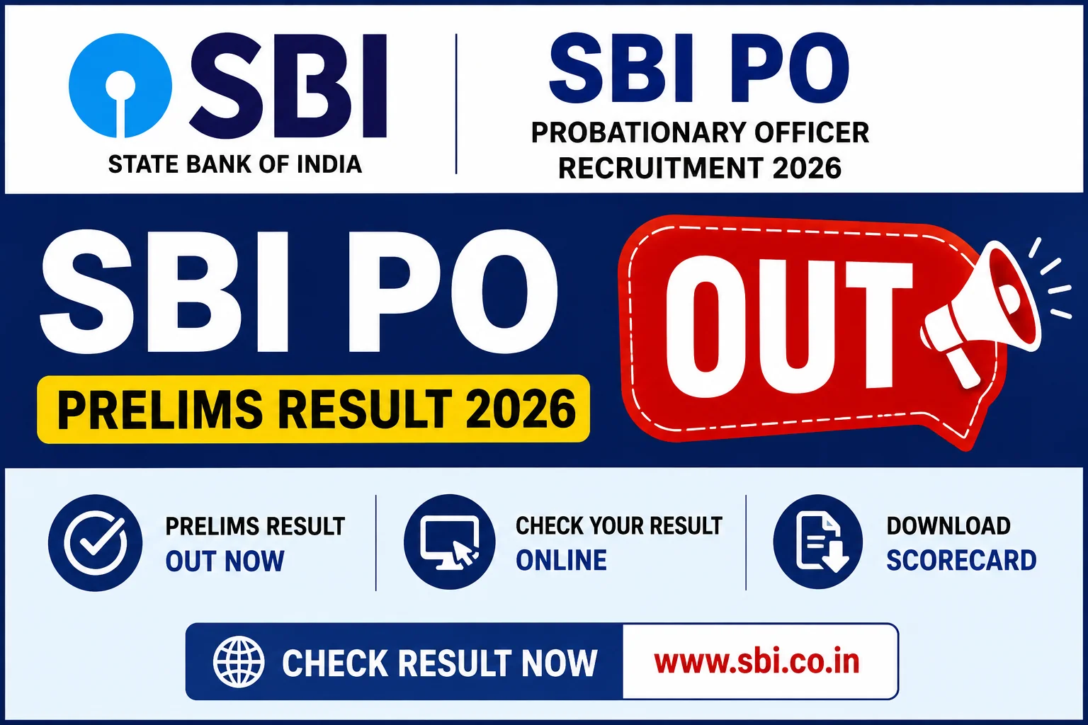SBI PO Prelims Result 2026 Out
